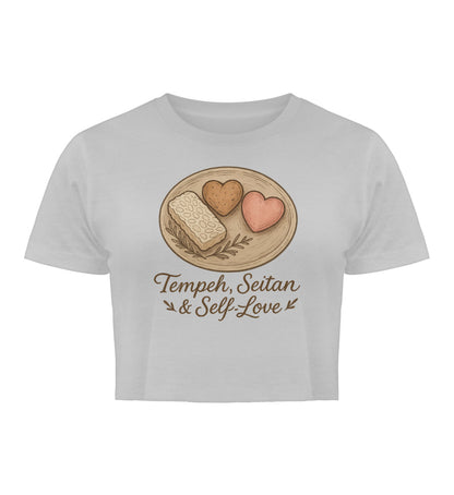 Heather Grey Cropped T-Shirt – Tempeh, seitan & self-love - Vegayn