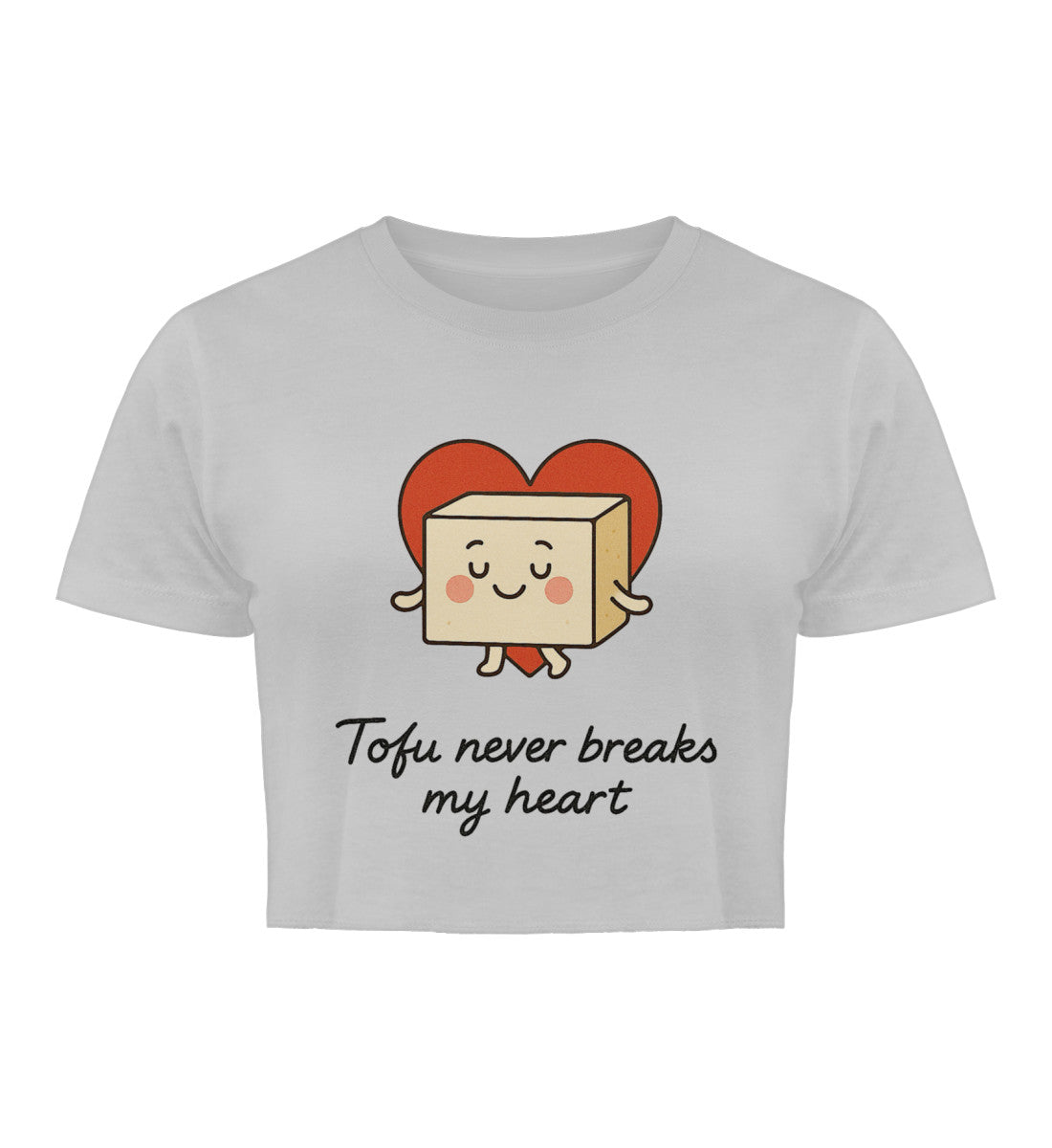 Heather Grey Cropped T-Shirt – Tofu never breaks my heart - Vegayn