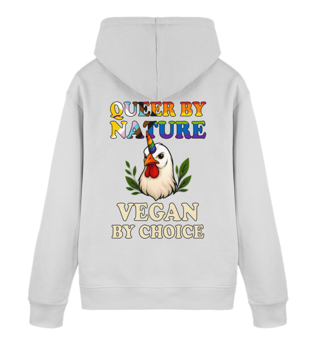 Heather Grey Hoodie Chicken Queercorn – Queer by nature, Vegan by choice - Vegayn