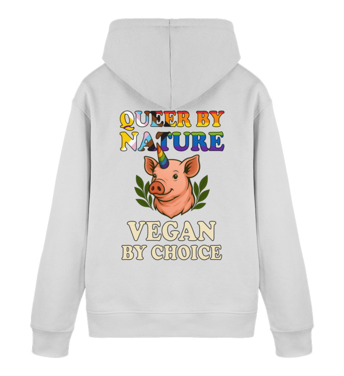 Heather Grey Hoodie Pig Queercorn – Queer by nature, Vegan by choice - Vegayn