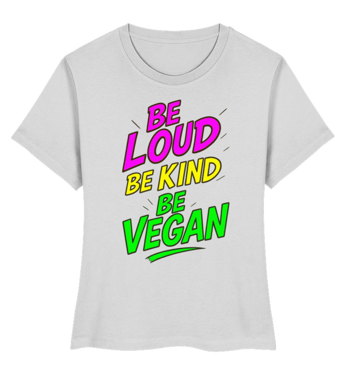 Heather Grey Short-Fit T-Shirt – Be loud, be kind, be vegan - Vegayn