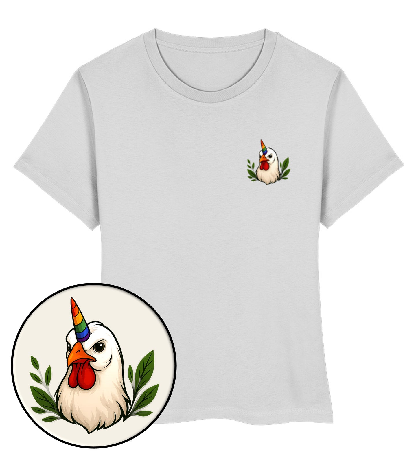 Heather Grey Short-Fit T-Shirt – Chicken Queercorn - Vegayn