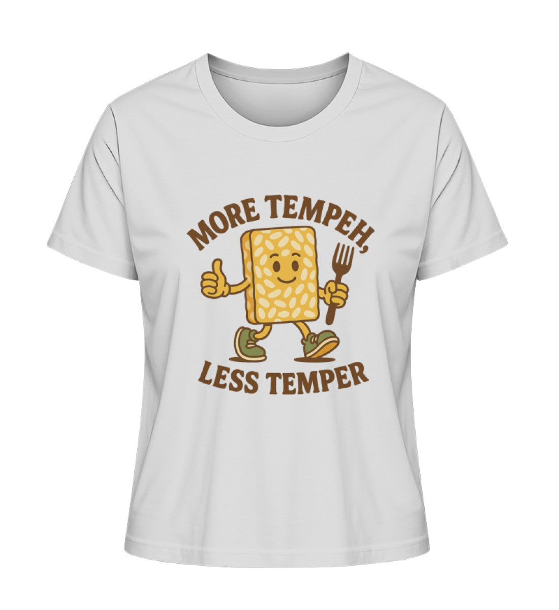 Heather Grey Short-Fit T-Shirt – More tempeh, less temper - Vegayn