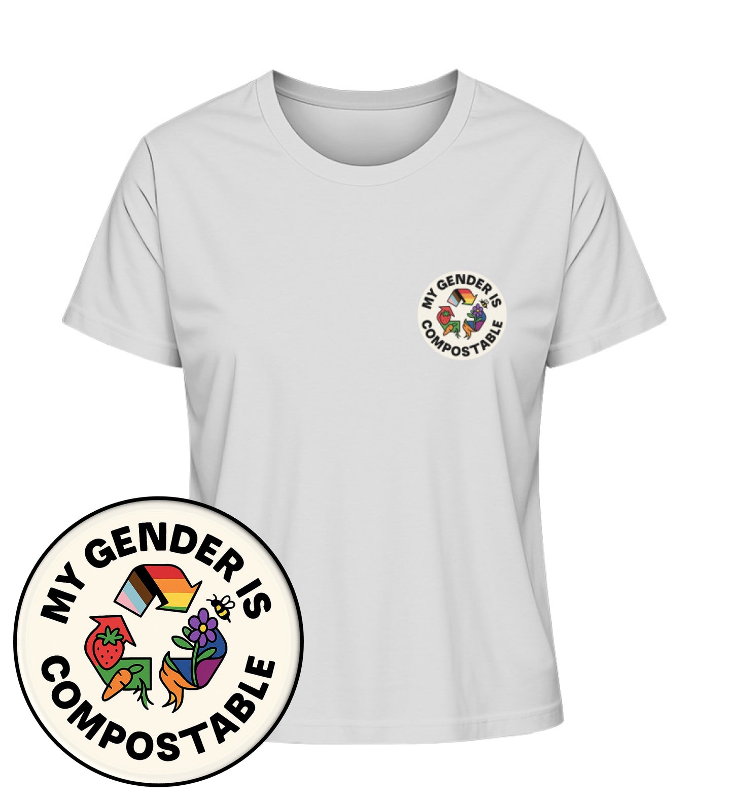 Heather Grey Short-Fit T-Shirt – My gender is compostable - Vegayn
