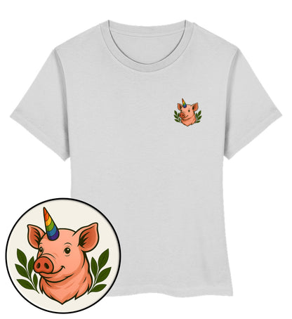 Heather Grey Short-Fit T-Shirt – Pig Queercorn - Vegayn
