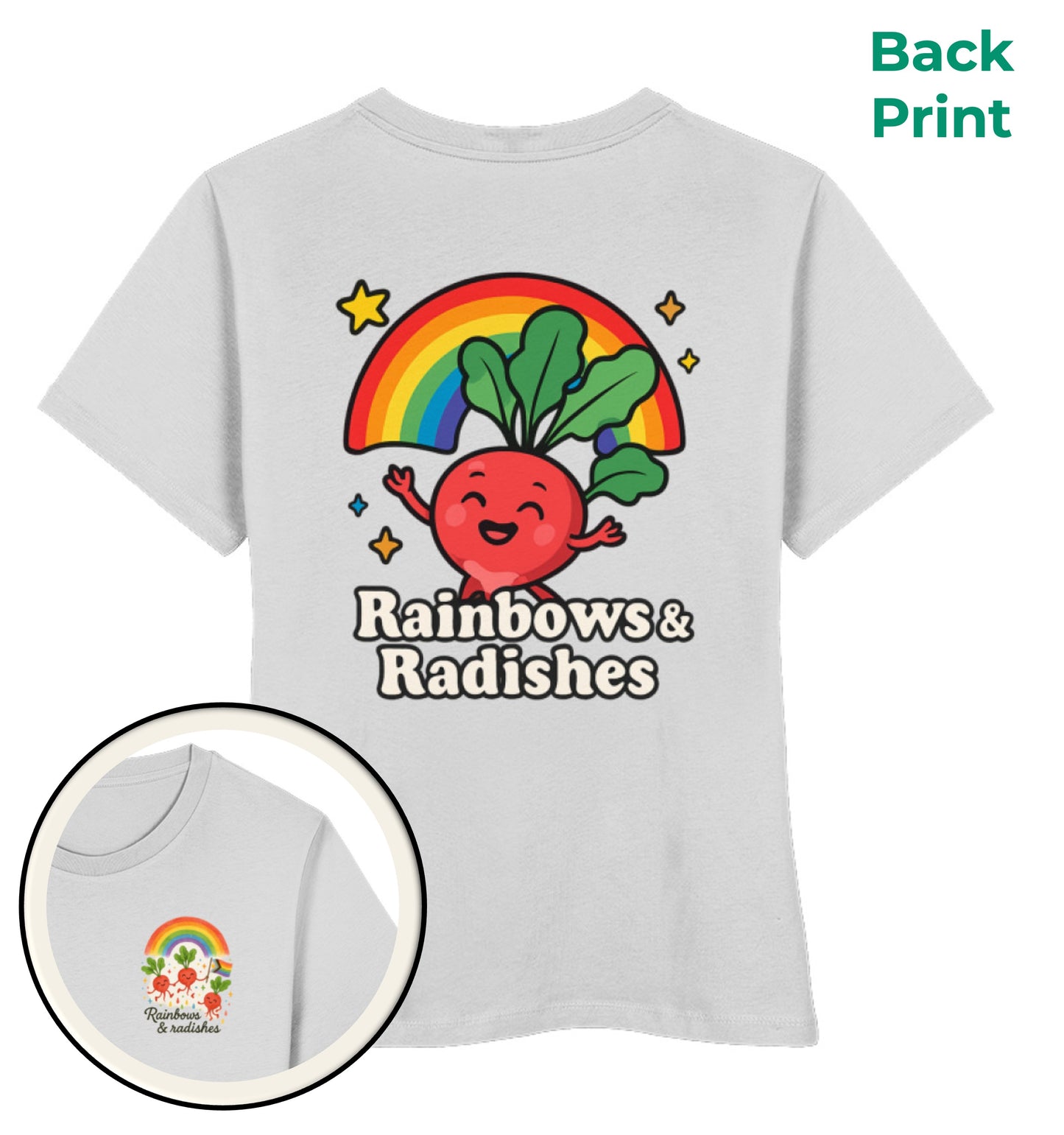 Heather Grey Short-Fit T-Shirt – Rainbows & Radishes - Vegayn