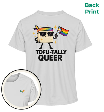 Heather Grey Short-Fit T-Shirt – Tofu-tally queer with bandana - Vegayn