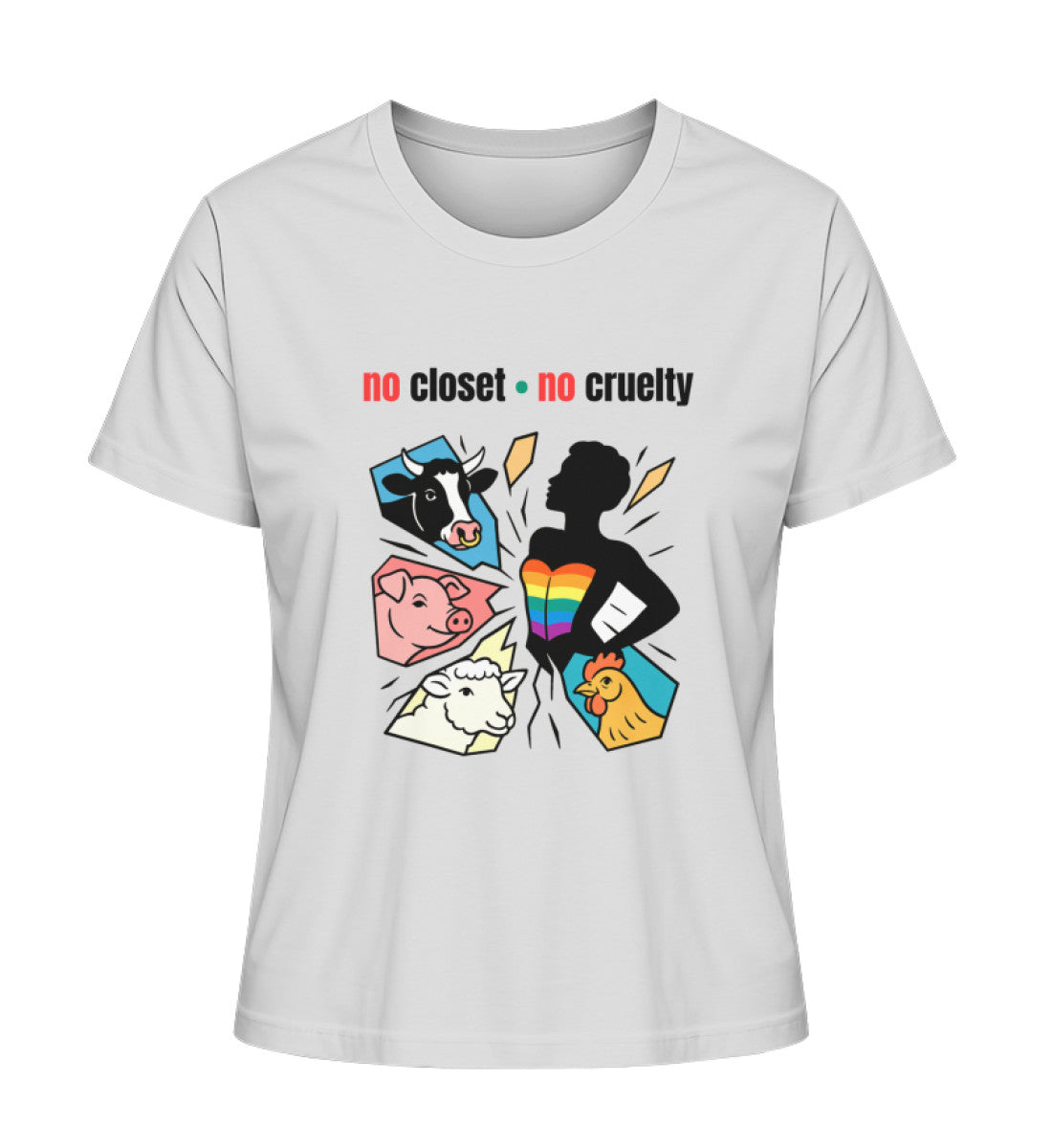 Heather Grey Short-Fit T-Shirt – no closet • no cruelty - Vegayn