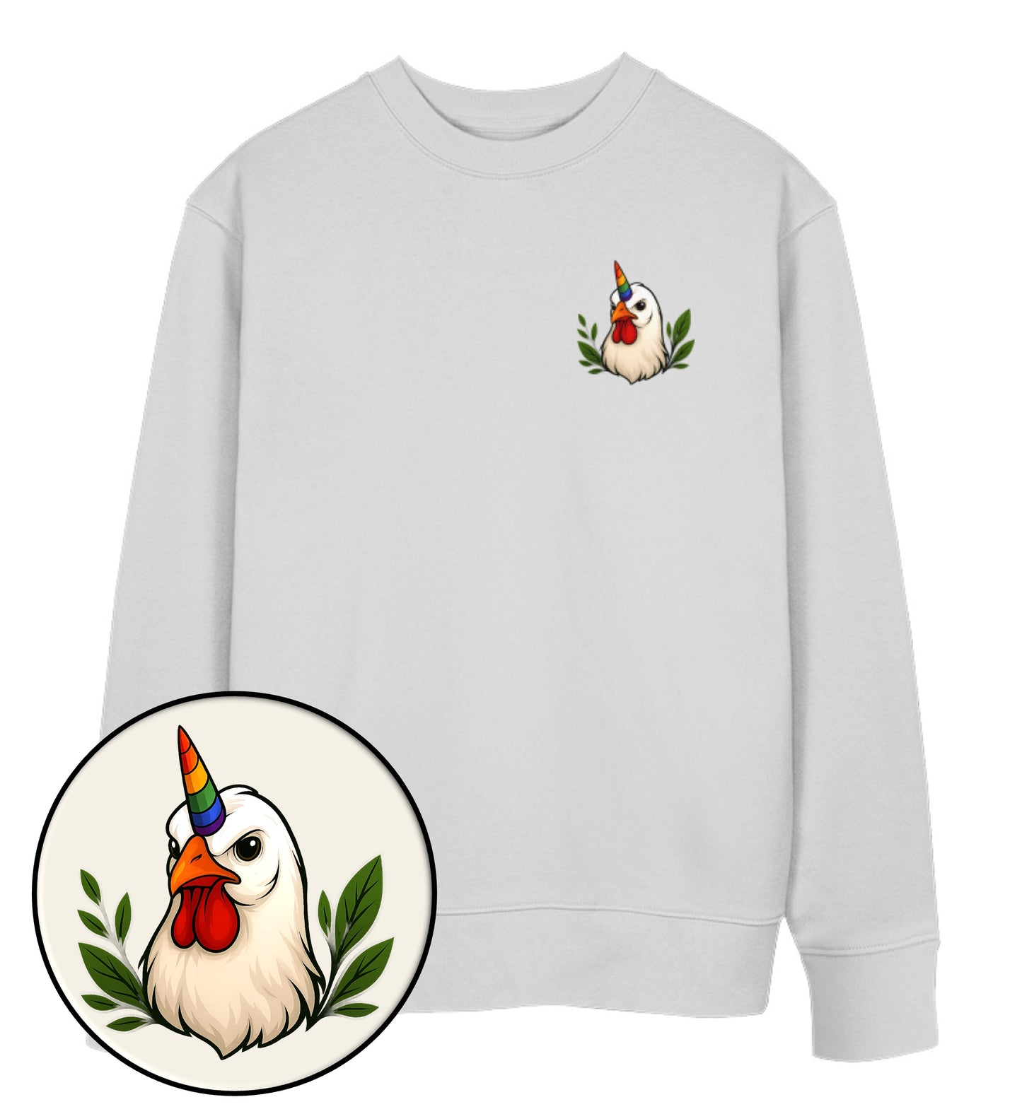 Heather Grey Sweatshirt – Chicken Queercorn - Vegayn