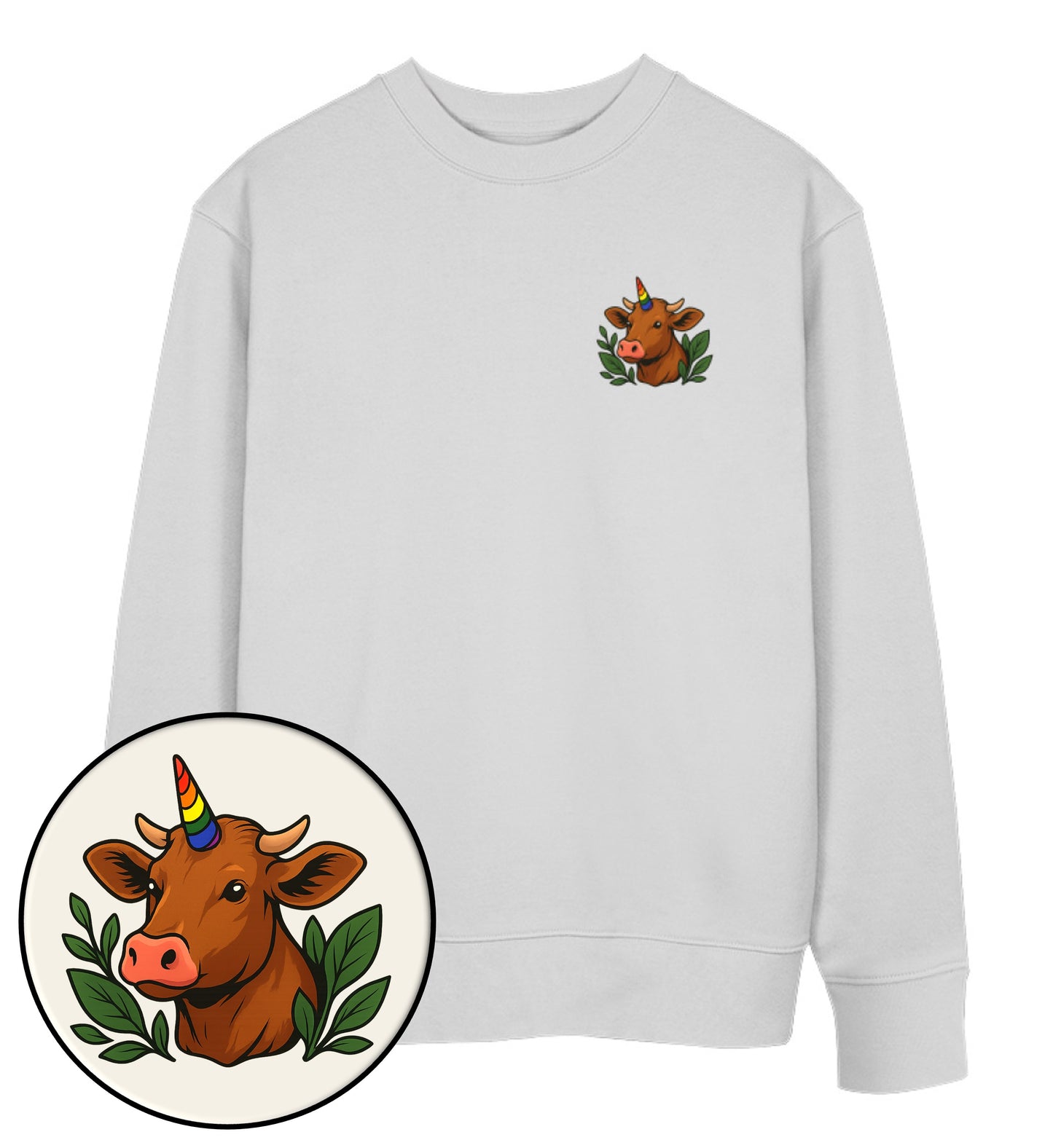 Heather Grey Sweatshirt – Cow Queercorn - Vegayn