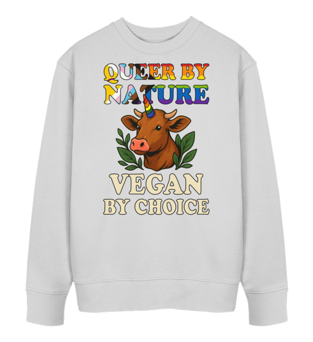 Heather Grey Sweatshirt Cow Queercorn – Queer by nature, Vegan by choice - Vegayn