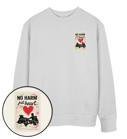 Heather Grey Sweatshirt – No harm, just heart - Vegayn