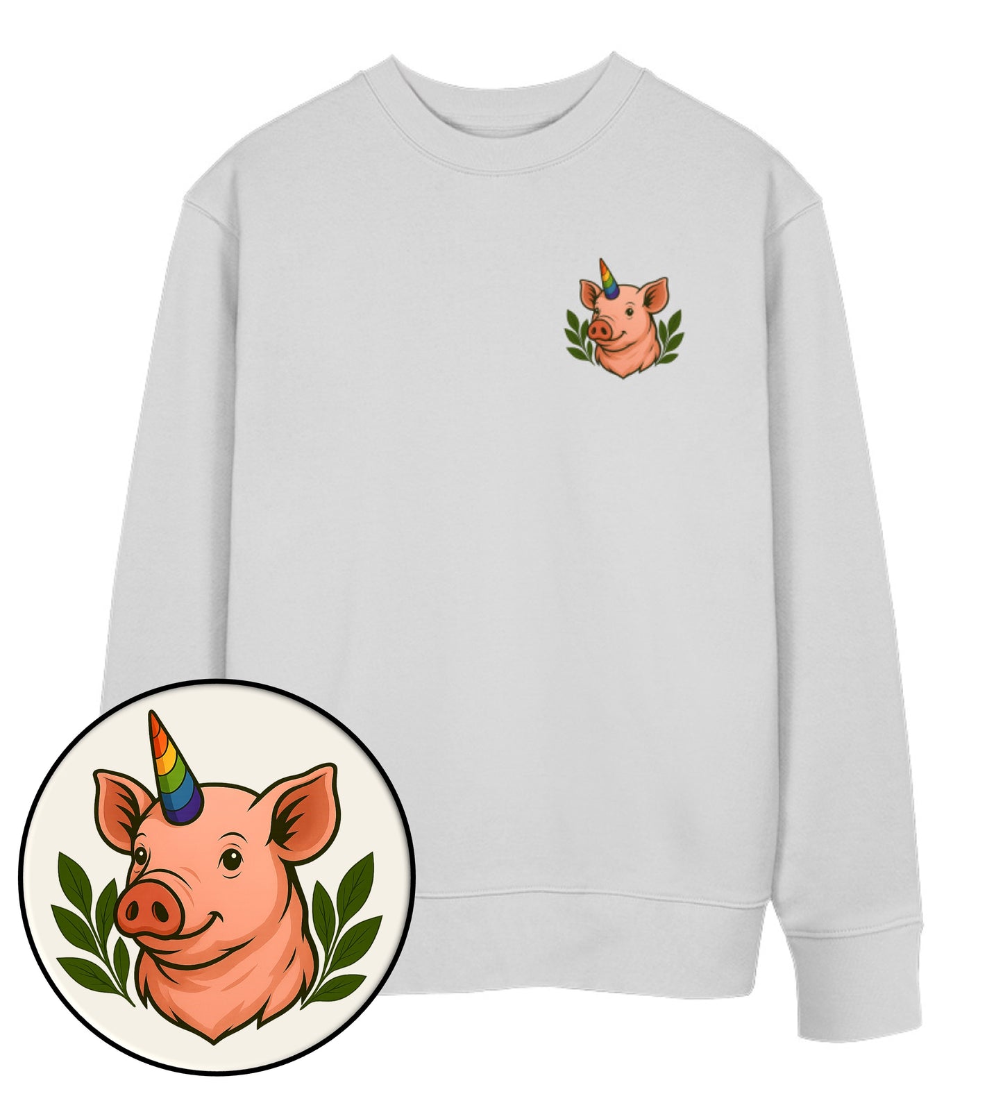 Heather Grey Sweatshirt – Pig Queercorn - Vegayn