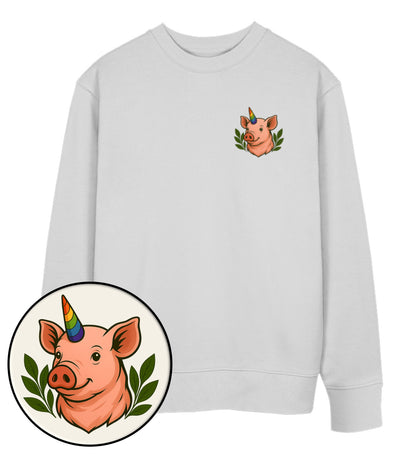 Heather Grey Sweatshirt – Pig Queercorn - Vegayn