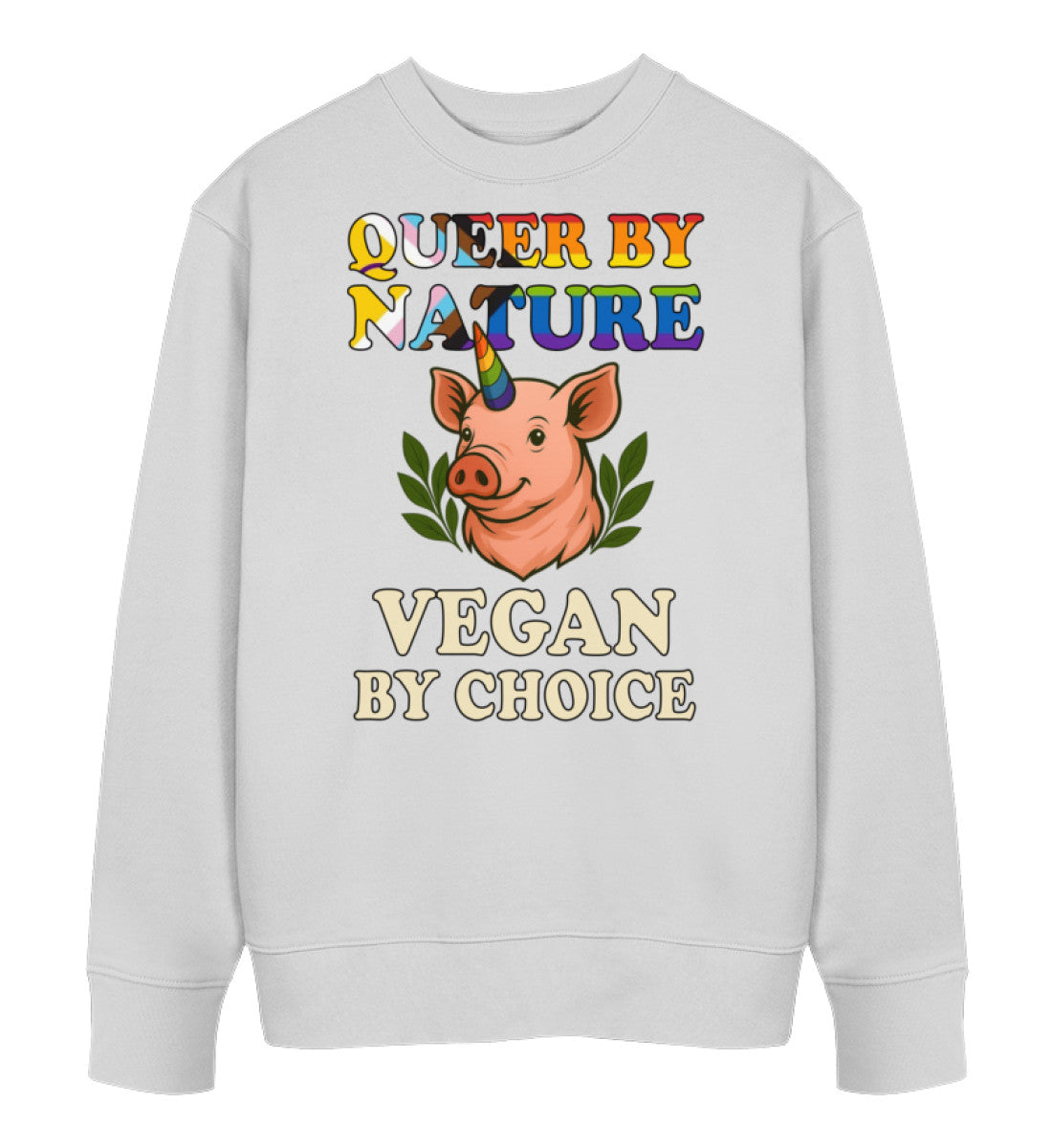 Heather Grey Sweatshirt Pig Queercorn – Queer by nature, Vegan by choice - Vegayn