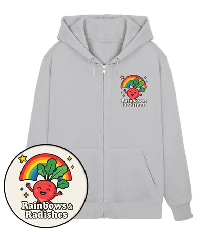 Heather Grey Zipper Hoodie – Rainbows & Radishes - Vegayn
