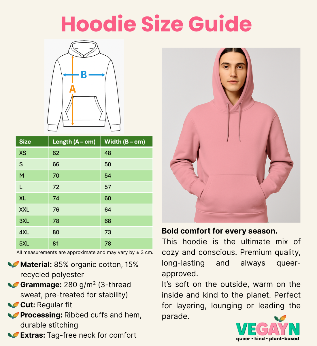 Hoodie Chicken Queercorn – Queer by nature, Vegan by choice