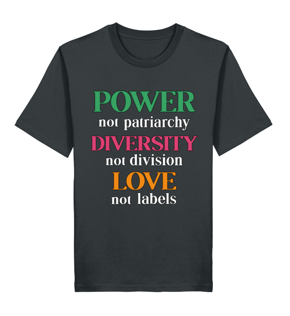 India Ink Grey Classic T-Shirt – Power, not patriarchy – Diversity, not division – Love, not labels - Vegayn