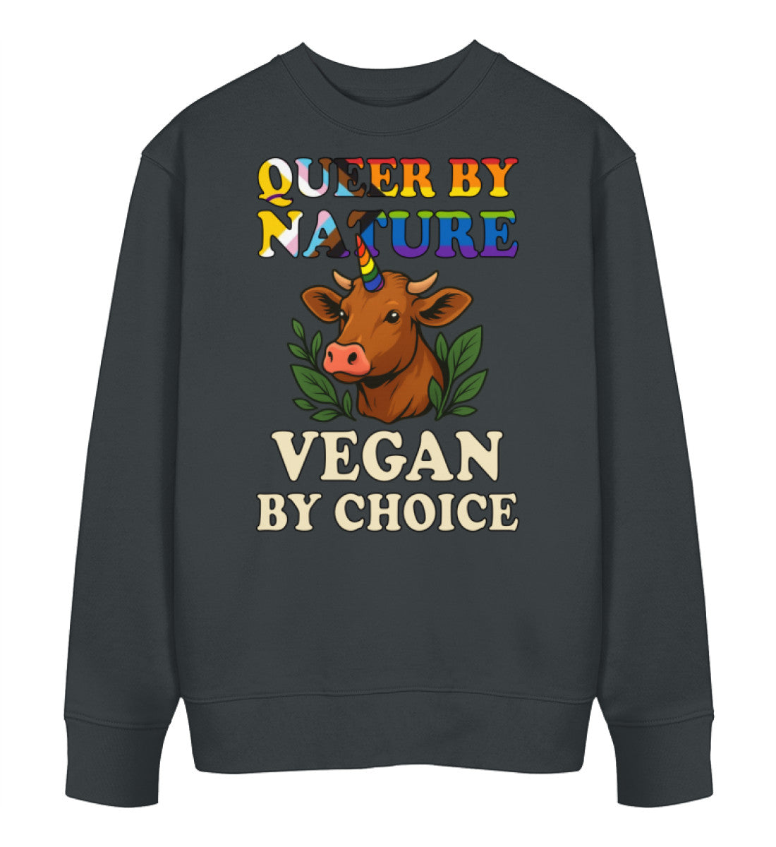 India Ink Grey Sweatshirt Cow Queercorn – Queer by nature, Vegan by choice - Vegayn