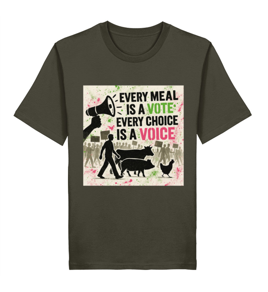 Khaki Classic T-Shirt – Every meal is a vote. Every choice is a voice. - Vegayn