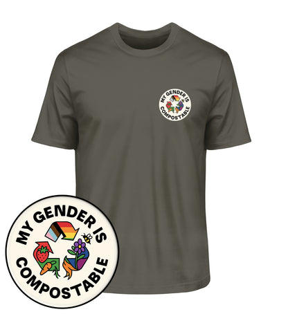 Khaki Classic T-Shirt – My gender is compostable - Vegayn