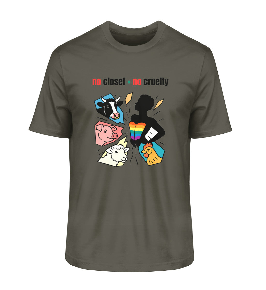 Khaki Classic T-Shirt – no closet • no cruelty - Vegayn