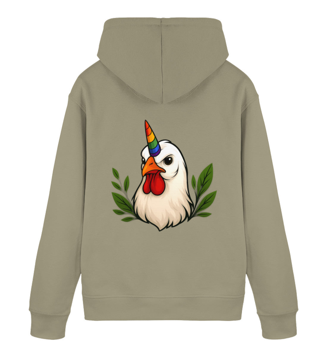 Khaki Hoodie – Chicken Queercorn - Vegayn