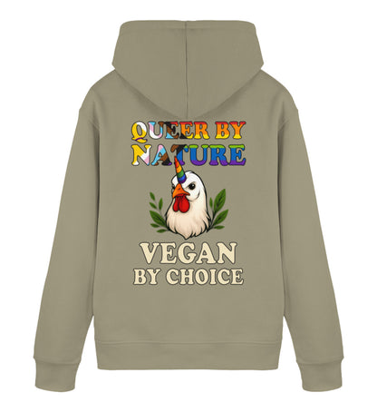 Khaki Hoodie Chicken Queercorn – Queer by nature, Vegan by choice - Vegayn