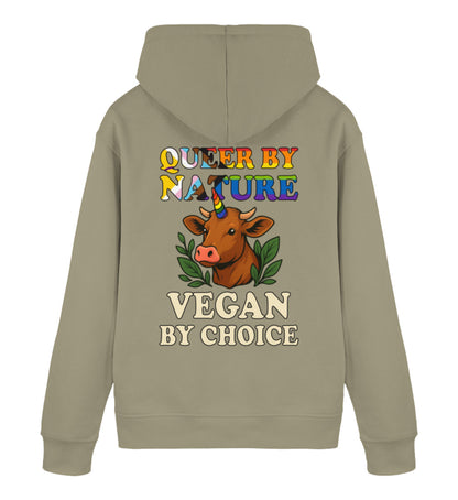 Khaki Hoodie Cow Queercorn – Queer by nature, Vegan by choice - Vegayn