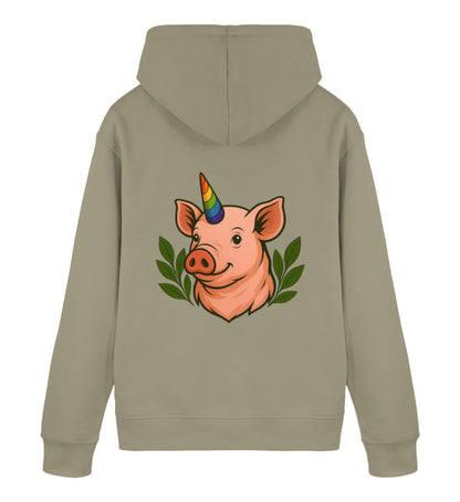 Khaki Hoodie – Pig Queercorn - Vegayn