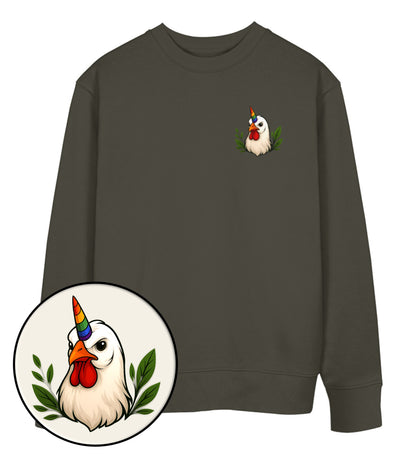 Khaki Sweatshirt – Chicken Queercorn - Vegayn
