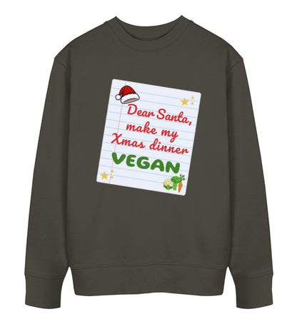 Khaki Sweatshirt Christmas – Dear Santa, make my Xmas dinner Vegan - Vegayn