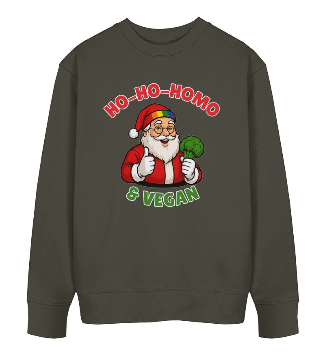 Khaki Sweatshirt Christmas – Ho-Ho-Homo & Vegan - Vegayn