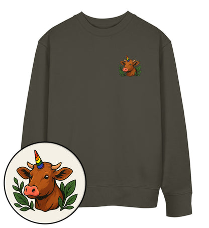 Khaki Sweatshirt – Cow Queercorn - Vegayn