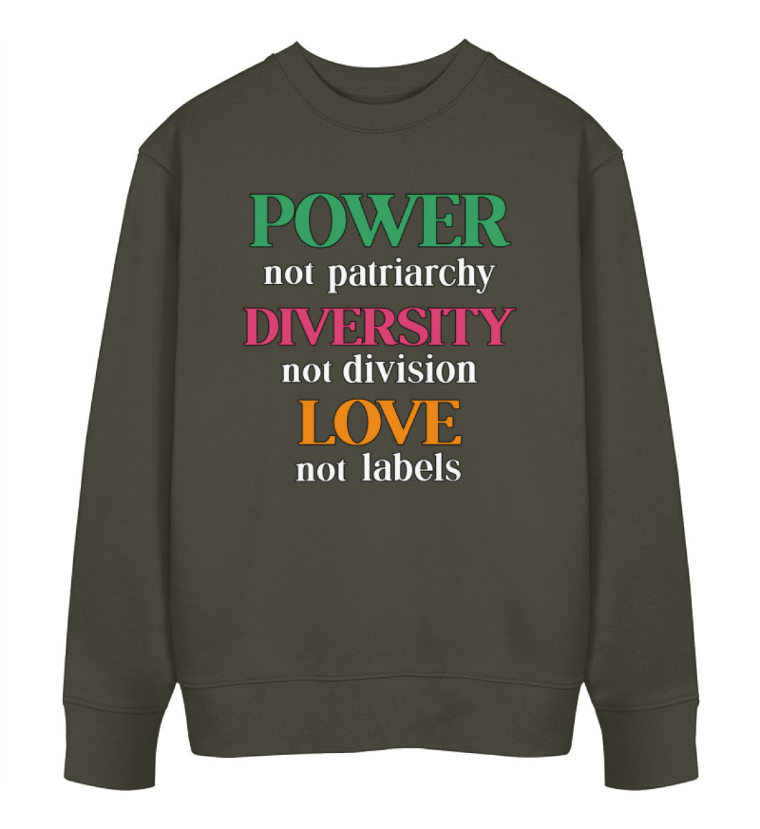 Khaki Sweatshirt – Power, not patriarchy... - Vegayn