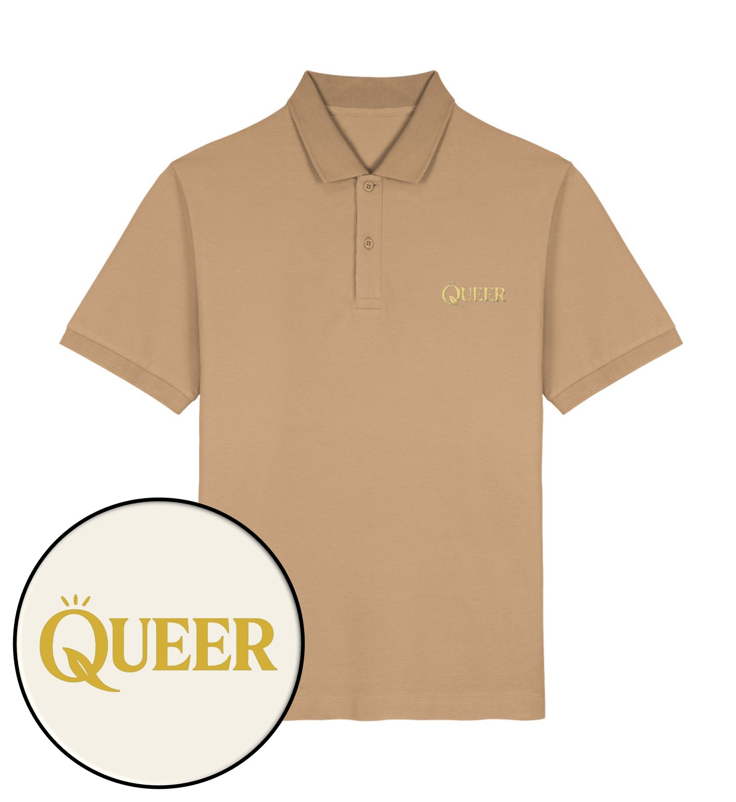 Latte Polo Shirt Embroidery – Queer - Vegayn