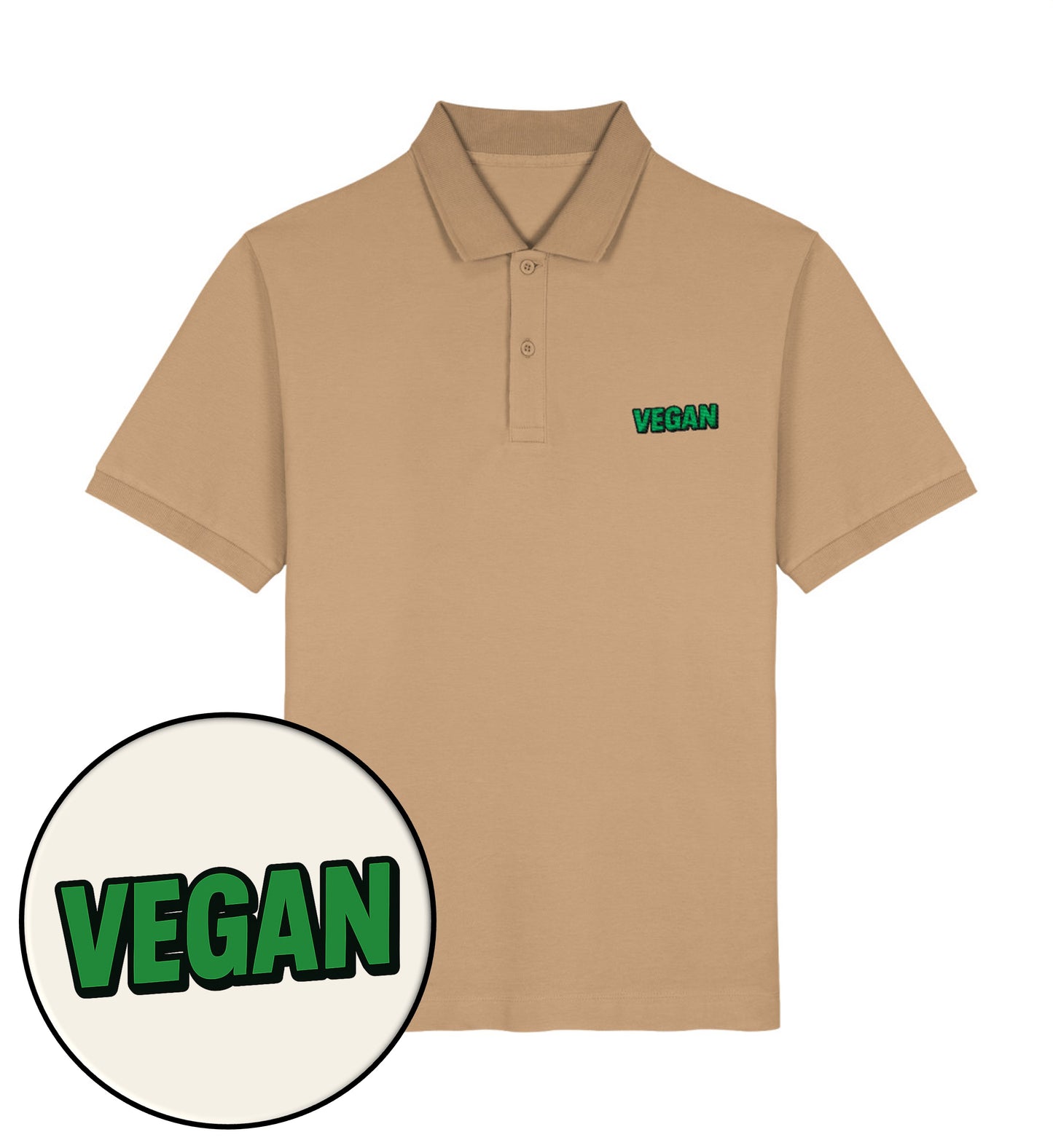 Latte Polo Shirt Embroidery – Vegan - Vegayn