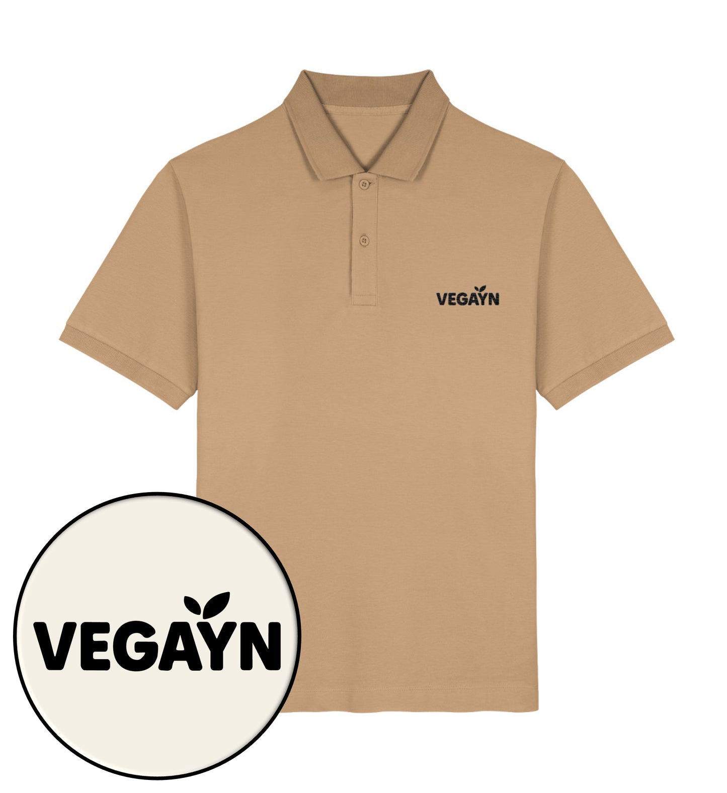 Latte Polo Shirt Embroidery – Vegayn Black - Vegayn