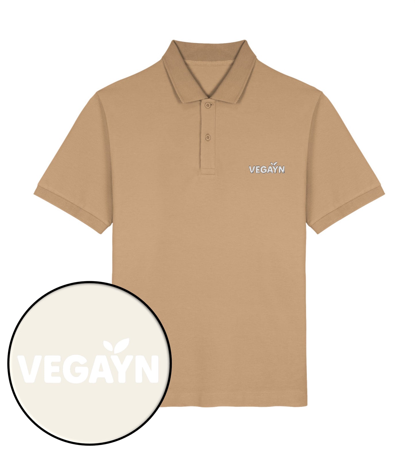Latte Polo Shirt Embroidery – Vegayn White - Vegayn