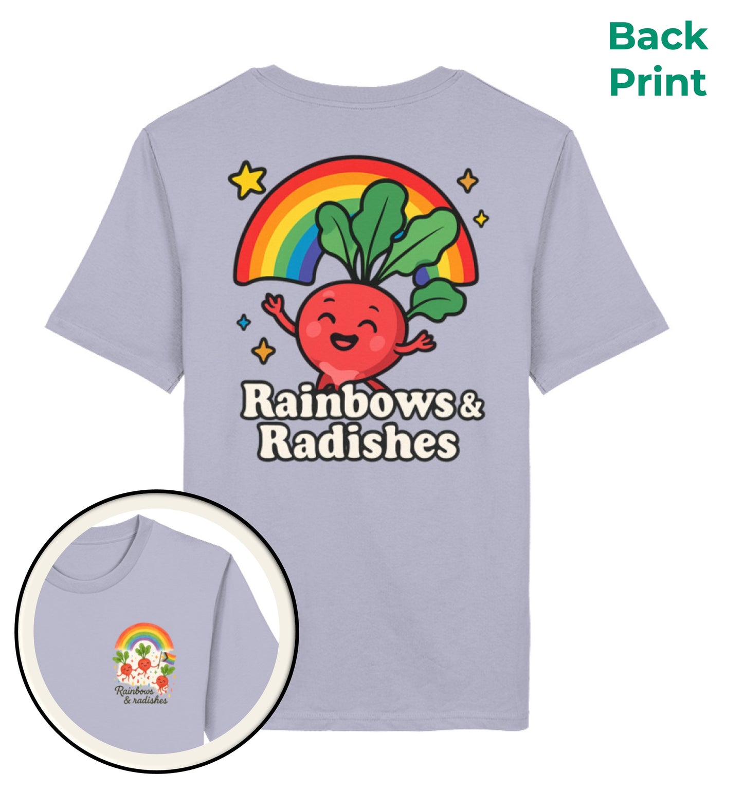 Lavender Classic_T-Shirt Rainbows Radishes - Vegayn