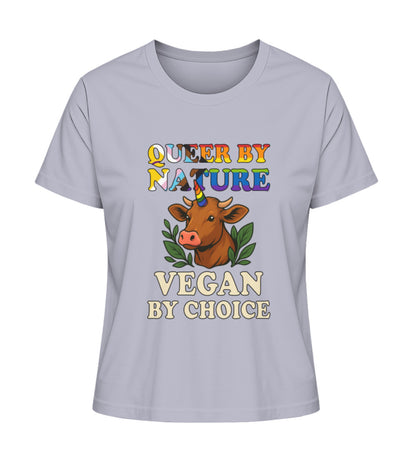 Lavender Short-Fit T-Shirt Cow Unicorn – Queer by nature, Vegan by choice - Vegayn