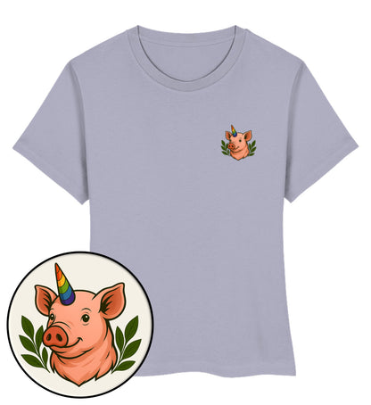 Lavender Short-Fit T-Shirt – Pig Queercorn - Vegayn