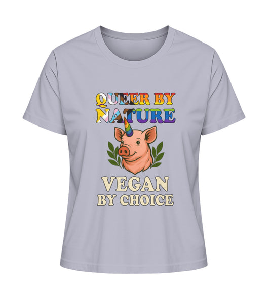 Lavender Short-Fit T-Shirt Pig Unicorn – Queer by nature, Vegan by choice - Vegayn