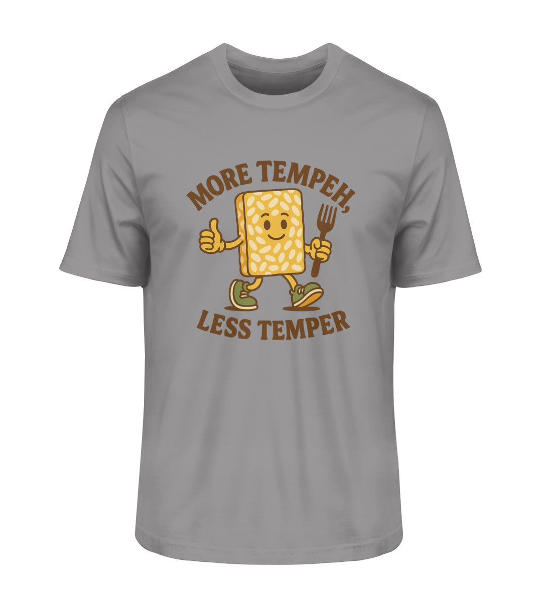 Mid Heather Grey Classic T-Shirt – More tempeh, less temper - Vegayn