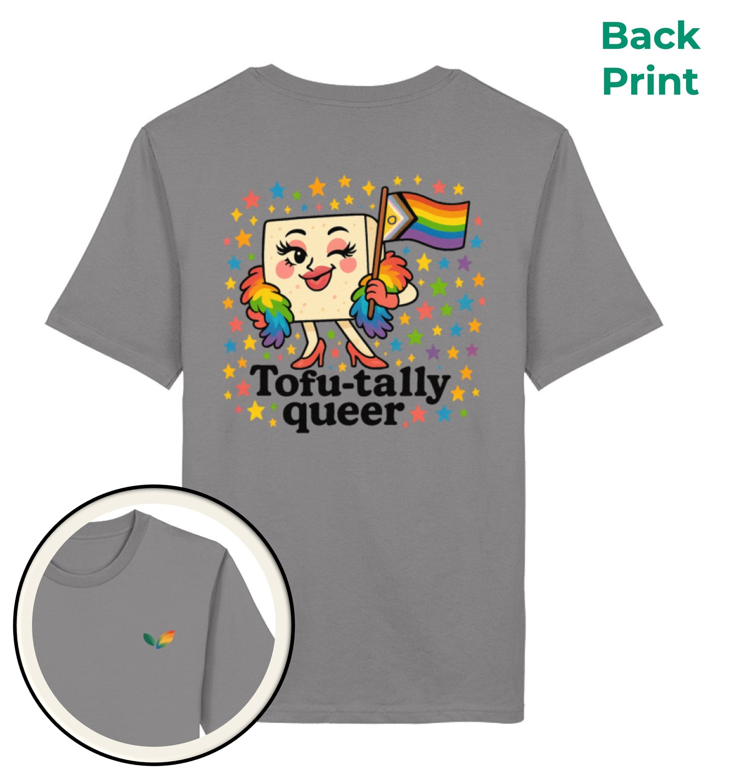 Mid Heather Grey Classic T-Shirt – Tofu-tally queer with boa - Vegayn