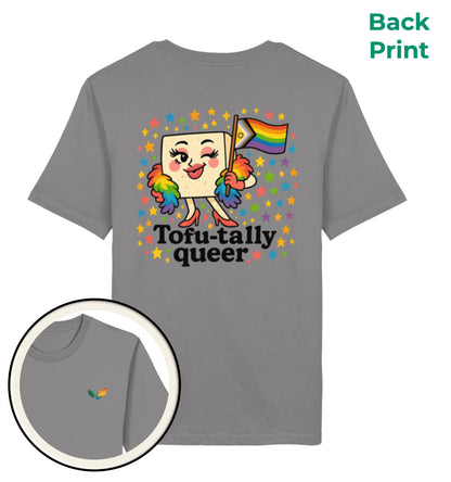 Mid Heather Grey Classic T-Shirt – Tofu-tally queer with boa - Vegayn