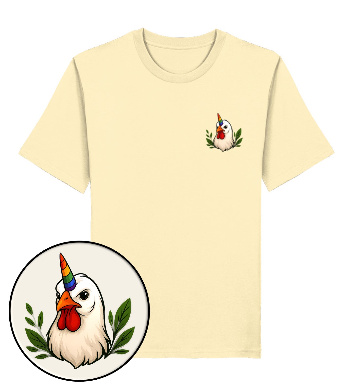 Natural Raw Classic T-Shirt– Chicken Queercorn - Vegayn