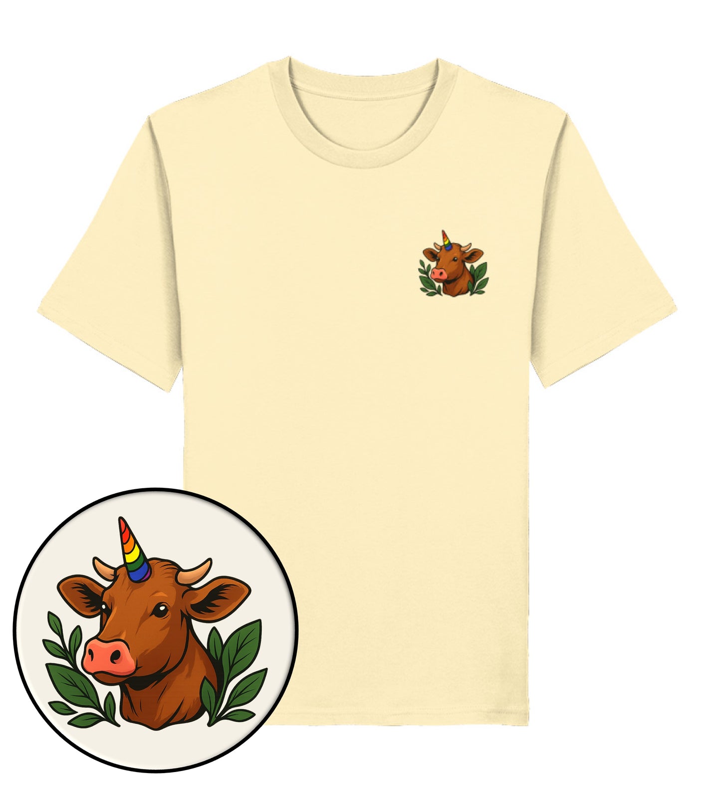 Natural Raw Classic T-Shirt – Cow Queercorn - Vegayn