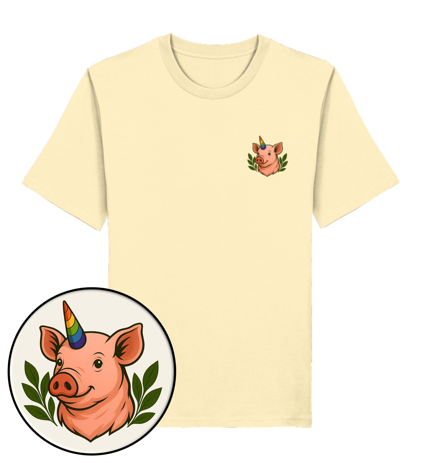 Natural Raw Classic T-Shirt– Pig Queercorn - Vegayn