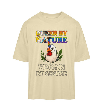 Natural Raw Oversized T-Shirt Chicken Unicorn – Queer by nature, Vegan by choice - Vegayn